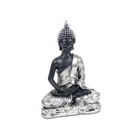 Gissed "Estatua de Buda Sentado en Posición de Meditación – Escultura Espiritual de Resina con Acabado Negro y Plateado – Diseño Elegante para Decoración Zen, Feng Shui y Espacios de Relajación – Ideal para Hogar, Oficina y Regalos – Tamaño 25x14x38 cm" - details 2