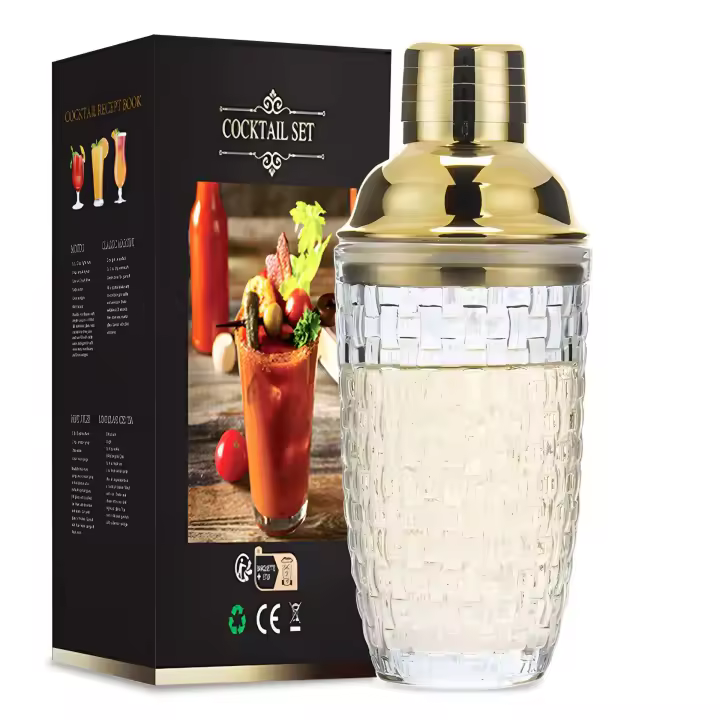 Juego De Cocacola De Vidrio Lujo Con Tapa De Acero Inoxidable Antifugas Y Strainer Para Hacer Martinis Y Mocktails Para Uso Doméstico Y Barra - 1