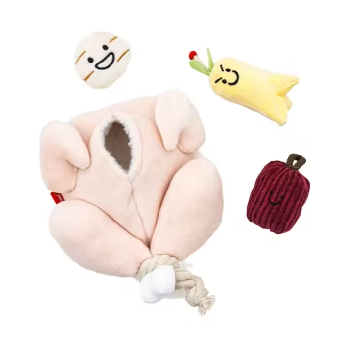 Juego De 4 Juguetes Para Perros De Tamaño Pequeño Peluche De Turkey Con Ruido Squeak Y Alimentos Escondidos Juguete Masticable Para Perros - 1