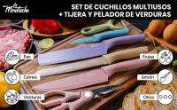 LA MOUSTACHE Juego de Cuchillos de Cocina Profesionales con Pelador y Tijeras, 6 Piezas Multicolor - details 0