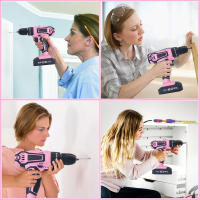 Destornillador inalámbrico de alta potencia, taladro eléctrico recargable, batería de litio, velocidad de 1400rpm, herramientas multifuncionales, taladro de impacto 25 + 1 par 21 V bolsa de diamante rosa juego integrado - details 9