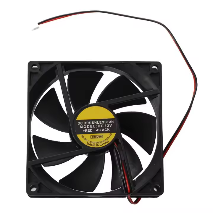 Ventilador cuadrado de plástico negro, 9025, 90x90x25mm, cc 12V, 0.25A - 1