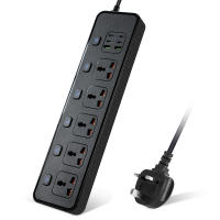 Enchufe Universal Con 5 Salidas 13A 250V 3250W 2m Cable Con 4 Type-C Y 2 USB Interruptor Independiente Estación De Energía - details 5