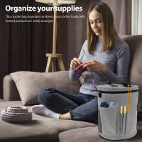 Bolsa De Almacenamiento Para Tejer Y Crochet De Gran Capacidad Portátil Con Bolsillo Para Agujas Y Gancho Organizador De Herramientas De Bordado Y Costura - details 1