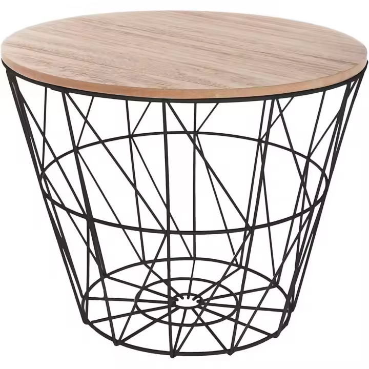 TIENDA EURASIA Mesa Auxiliar Nordica - Mesas Auxiliares de Centro - Estructura Metalica y Tapa de Madera Extraible - Ideal para Combinar en Salones y Dormitorios - 1