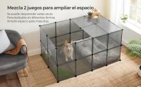 SONGMICS Valla para Mascotas, Parque para Cobayas con Suelo, Recinto Interior de Plástico Transparente para Hámsters, Conejos, Erizos, para Animales Pequeños, 143 x 73 x 46 cm, Gris/Blanco - details 1
