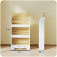 AIYAPLAY Librería Infantil de 3 Niveles Estantería para Libros Infantil Diseño de Osito para Sala de Juegos Dormitorio Guardería Natural - details 2