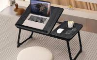 T-LoVendo Mesa Reclinable para Cama y Sofá, Bandeja Plegable con Portavasos, Ideal para Ordenador Portátil y Libros, con Cinco Alturas, Mesita Auxiliar Multiusos de MDF, Acero y Plástico - details 0