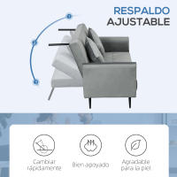 HOMCOM Sofá Cama Convertible Sillón Cama Sofá Cama de 3 Plazas con Respaldo Ajustable de 3 Niveles y 2 Almohadas Acolchadas Carga 360 kg para Oficina Dormitorio Salón Gris - details 2