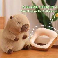 Bonita almohada de peluche de capibara con tostada para llevar, peluches de capibara de pan kawaii, regalos para abrazar, 30 cm - details 1