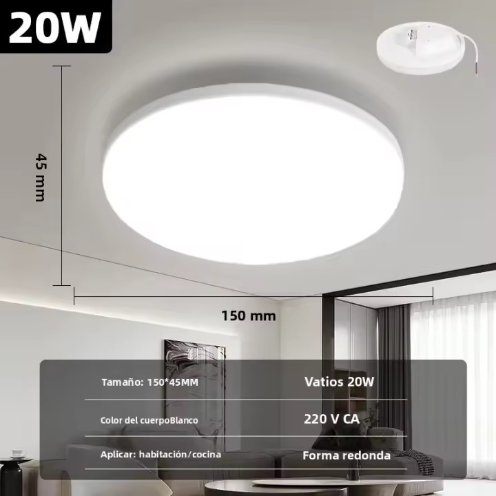 Lámpara De Techo Moderna LED Redonda Para Sala De Estar Dormitorio Cocina Balcón Corredor Iluminación De 15/20/30/50W Blanco - 1