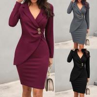 Vestido Largo Sólido Para Mujer Estilo Casual Y Formal Con Manga Tirantes Cuello Redondo Vestido A-Line Para Trabajo - details 0
