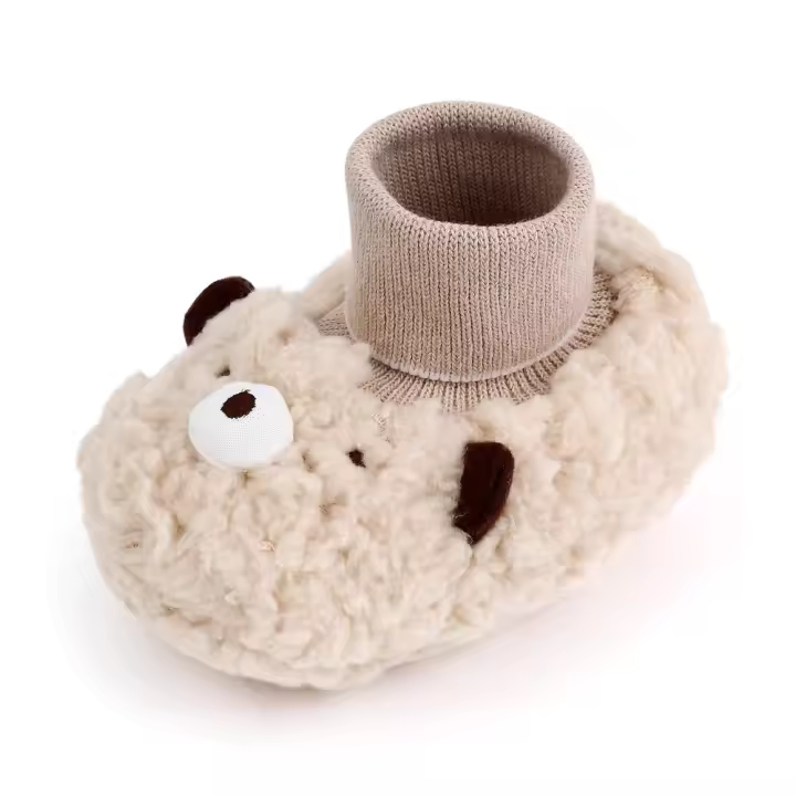 Zapatillas De Otoño-Invierno Para Bebés Con Diseño De Oso Y Oveja Niños Y Niñas Calf Sintética Antideslizante Cómodo Para 0-18 Meses - 1