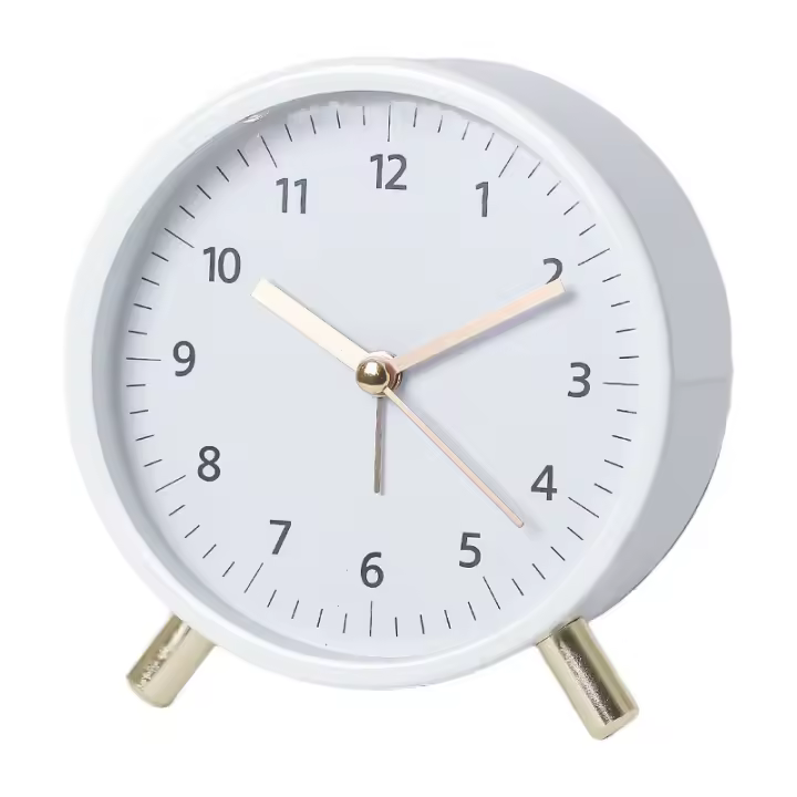 Reloj Despertador Analógico, Súper Silencioso sin Tictac with Luz Nocturna, Funciona con Barería, Reloj de Metal Redondo de Moda para Oficina, Dormitorio, Ancianos, Adultos, Niños - 1