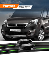 2pcs LimpiaParabrisas Antepestañas Delanteras Para Peugeot Partner 2 2008-2017 Accesorios De Ventana Intelligent Boneless Wiper De Goma Natural - details 0