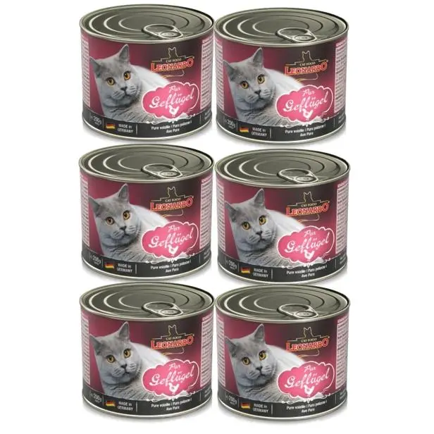 Pack 6X200 Gr - Leonardo Lata Rico en Aves de Corral para Gatos - 1