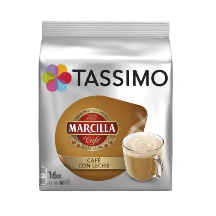 TASSIMO Marcilla café con leche estuche 16 cápsulas - CAJA de 5 Estuches Total 80 Capsulas - 1
