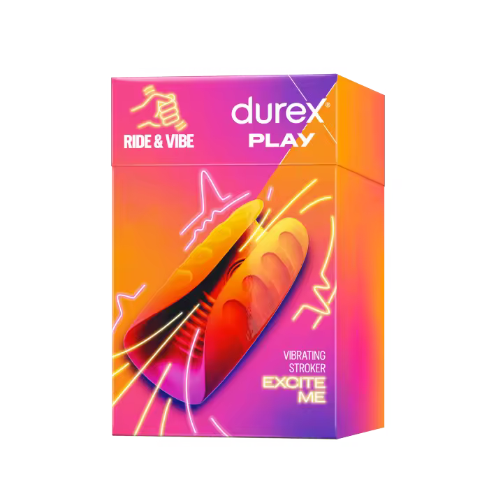 Durex - Masturbador de Pene, Vibrante y Suave, RIDE & VIBE, Texturizado, Estriado, Juguete Sexual, 3 Modos de Estimulación, 7 Modos de Vibración, Resistente al Agua - 1