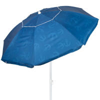 Aktive - Sombrilla de playa 220 cm, color azul con estampado interior de anclas, mástil de acero inclinable, ventilación superior, resistente al viento y protección UV30, con bolsa de transporte, sombrillas - details 0