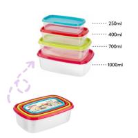 HOGUITA-Set de 9 Fiambreras de Plástico con Tapa Multicolor, Recipientes Reutilizables para Alimentos, Apilables, Cuadrados y Rectangulares, Apto para Microondas, Lavavajillas y Congelador, Libre de BPA - details 2