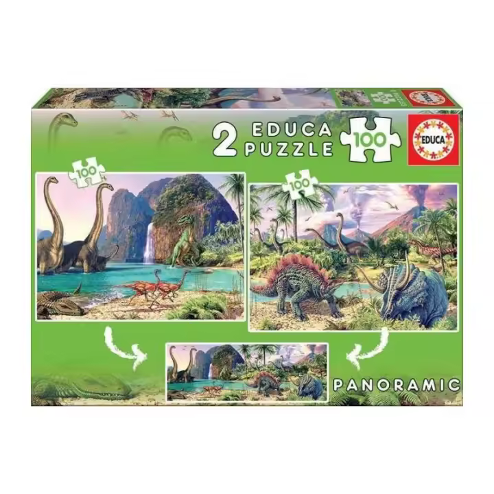 Educa Rompecabezas 2x100 Piezas Dino World - Mundo Prehistórico - 1