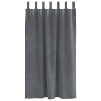 Cortinas Opacas vidaXL con Lazos de Colgar 2 pcs Gris Claro Super Ligero de Terciopelo - details 2
