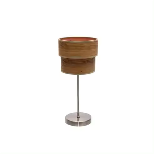 FABRILAMP Lámpara de Mesa Sobremesa Doble Smile 1xe14 Cuero/madera Oscura 44x18x18 Cm - Diseño Elegante - 1