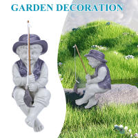 Estatua De Jardín Chico Pesca Resina Jardín Ornaments Divertido Escultura De Césped Decoración De Hogar 15*10cm - details 0