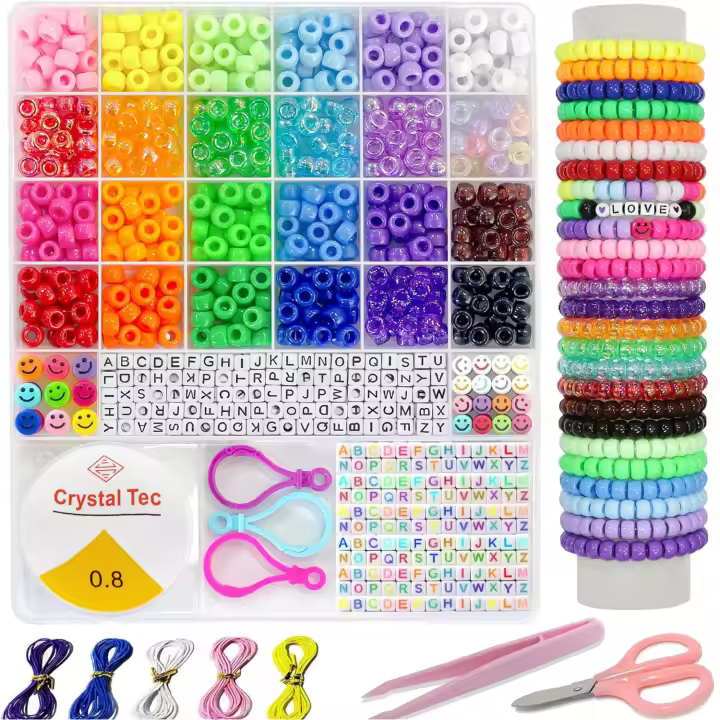 Kit De Hacer Pulseras 1100pcs Con Cuentas De Arcilla Polimérica Y Cuentas De Letras Para Joyería DIY Arte De Aros Para Mujeres - 1