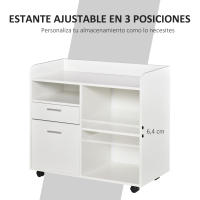 Vinsetto Armario para Impresora Carro Multifuncional de Oficina con 3 Compartimentos 2 Cajones para Archivos Estante Ajustable Ruedas con 2 Frenos 80x40x72 cm - details 0