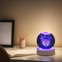 Lámpara De Noche De Bola De Cristal Con Danza De Mariposa Lunar Grabado Con Láser 3D Decoración De Vidrio Pulido Moderna Para Navidad - details 4