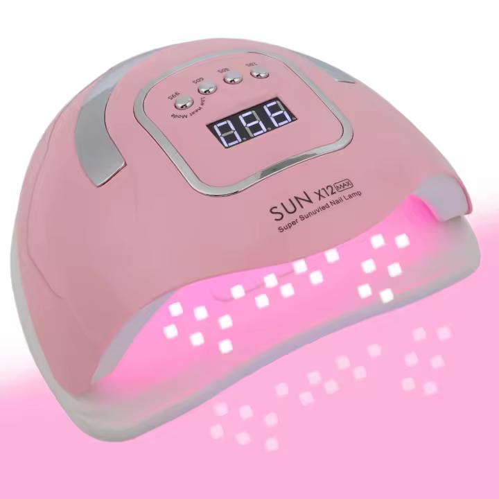 Lámpara LED UV SUN X12 MAX 280W Para Uñas Con 4 Configuraciones De Tiempo 66 LEDs Secador De Uñas Portátil Profesional Para Uñas Color Rosa/Blanco - 1