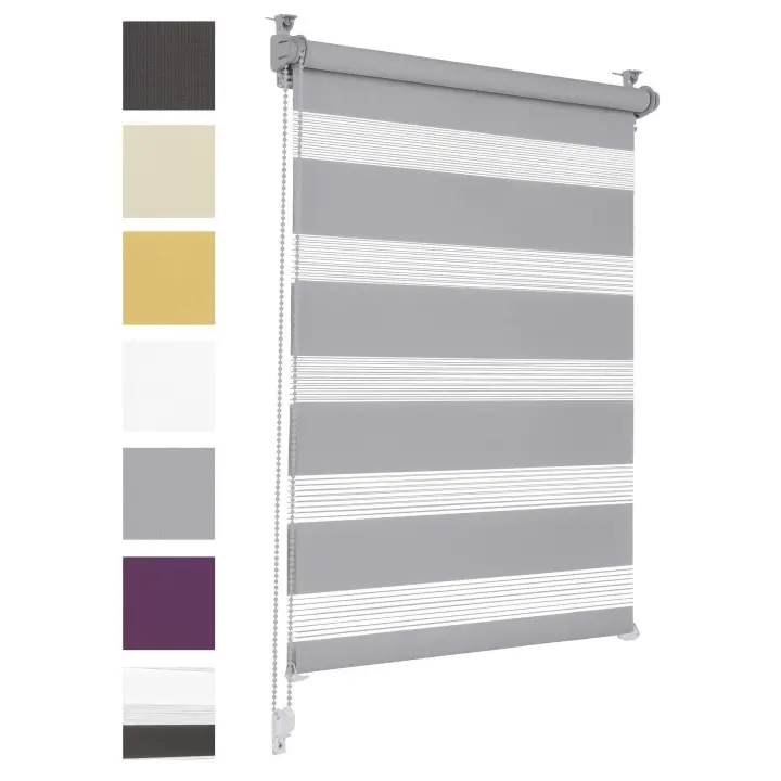 Estor matriculable Doble sin Taladrar Ester matriculable para Ventana con Protección solar 90cm x 150cm Gris - 1