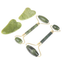 Juego De Masajeador De Rodillo De Jade Natural Y Tablero De Guasha Para SPA Herramienta De Masaje Facial Set De Cuidado De La Piel Del Rostro - details 0