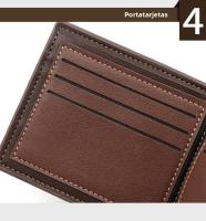 Cartera Corta Para Hombre De Cuero PU De Alta Calidad Porta Tarjetas Y Fotos Pequeña Monedero 3-Plegable Estilo Slim - details 14