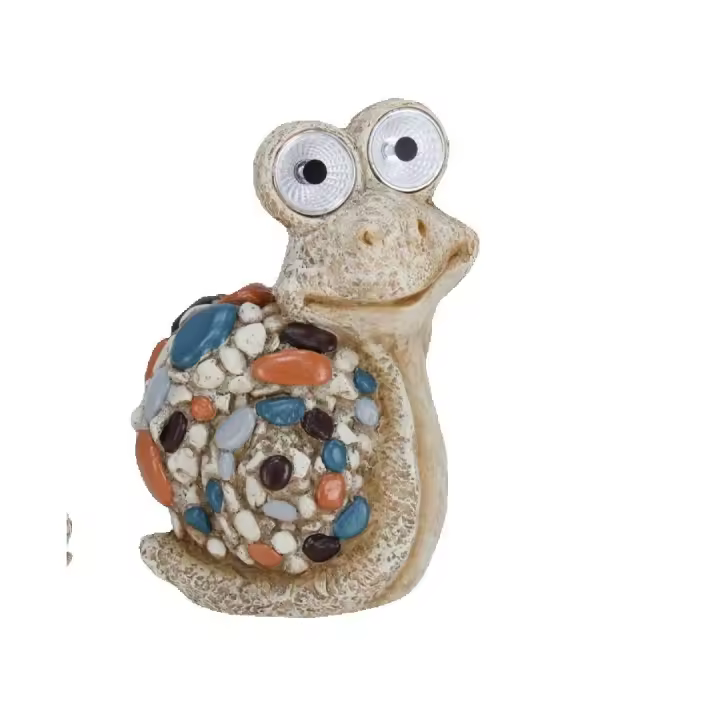 Marca GISSED _Figura Decorativa de Caracol con Luz Solar LED y Piedras de Colores - Ideal para Jardines, Terrazas y Exteriores - Estilo Divertido y Rústico para Ambientes Naturales - 1