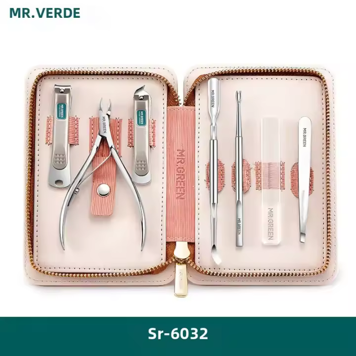 Kit De Manicura Y Pedicura MR.GREEN 7Pcs Herramientas De Afeitar De Acero Inoxidable Profesional Con Estuche De Viaje Para Cuidado De Uñas Y Pies - 1
