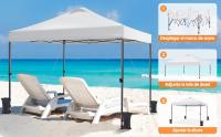 Carpa Plegable 3x3M Altura Ajustable 262-282cm Cenador para Jardin Gazebo de Patio para Camping Playa,con Bolsa de Transporte, Resistente al Viento Blanco - details 2
