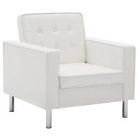 vidaXL Sillón de cuero sintético Negro, Blanco, Sillon Dormitorio Sillon Comodos Silla Relax Sillón Sofá - details 0
