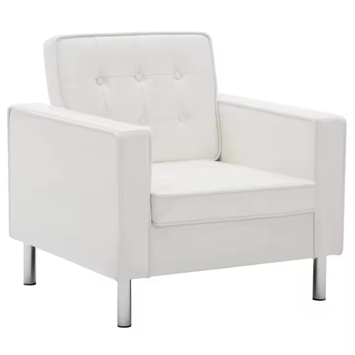 vidaXL Sillón de cuero sintético Negro, Blanco, Sillon Dormitorio Sillon Comodos Silla Relax Sillón Sofá - 1