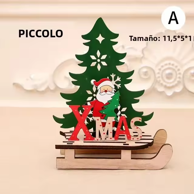 Adornos Navideños De Madera Para Árbol De Navidad Decoración De Escritorio Atmosfera De Año Nuevo Regalos Divertidos Y Ecológicos - 1