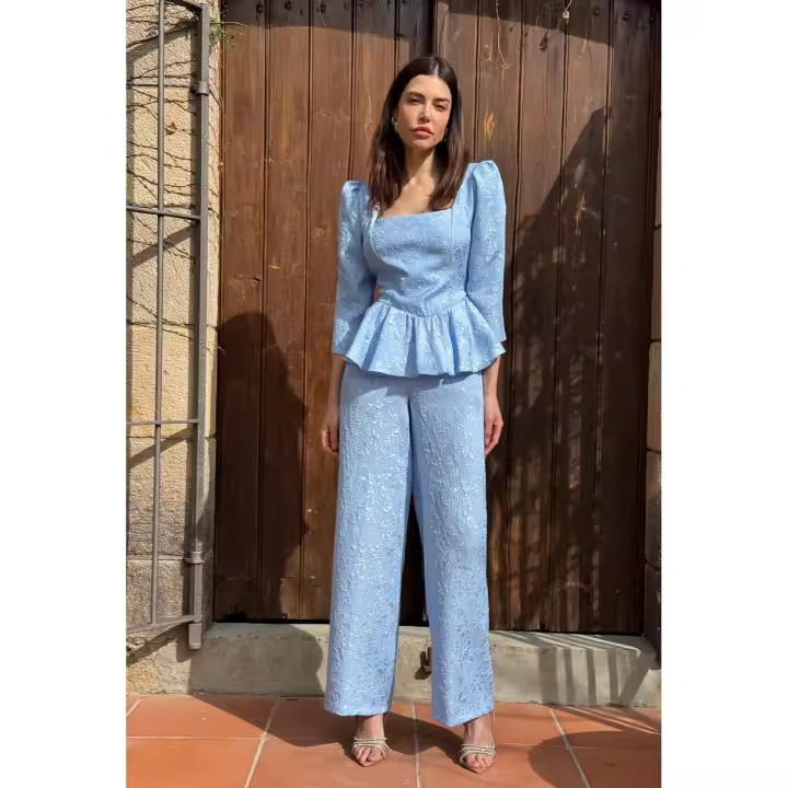 Conjunto mujer pantalón palazo invitada boda bautizo comunion tendencia primavera 2025 neblack centella - 1