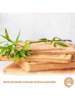 MAXHOME-MasterChef Tabla de cortar de madera, tabla de cocina de bambú, para carne, jamón, pan, queso, con ranura y borde para jugo, natural - details 3