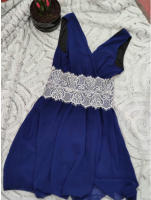 VESTIDO AZUL GASA CON ENCAJE EN CINTURA MARCA GENERICA - details 2