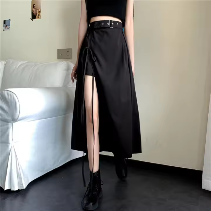 Falda Media Pierna Gótica Oscuro Vintage Para Mujer Elegante Moda Fiesta Club Cintura Alta Femme Bottom Streetwear Goth Falda - 1