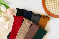 Calcetines Largos Para Niñas Ruffle Suaves De Algodón Con Encaje Y Flores Para Escuela Uniforme Infantil Para 0-8 Años Colores Variados - details 8