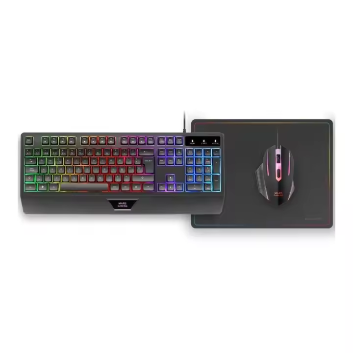 Pack Gaming Mars Gaming MCP124/ Teclado H-MECH  + Ratón Óptico + Alfombrilla/ Negro - 1