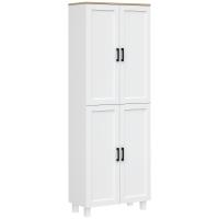 HOMCOM Alacena de Cocina Nórdico Mueble Aparador de Comedor Armario de Almacenaje de Cocina con 4 Puertas y Estantes Ajustables Antivuelco 60x30x170,5 cm Blanco - details 0