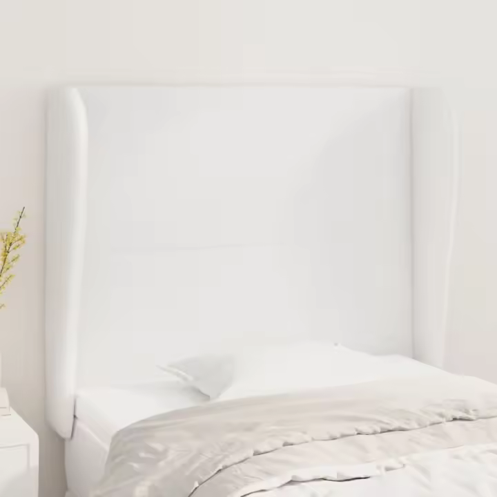 vidaXL Cabecero con orejas de cuero sintético blanco 103x23x118/128 cm - 1