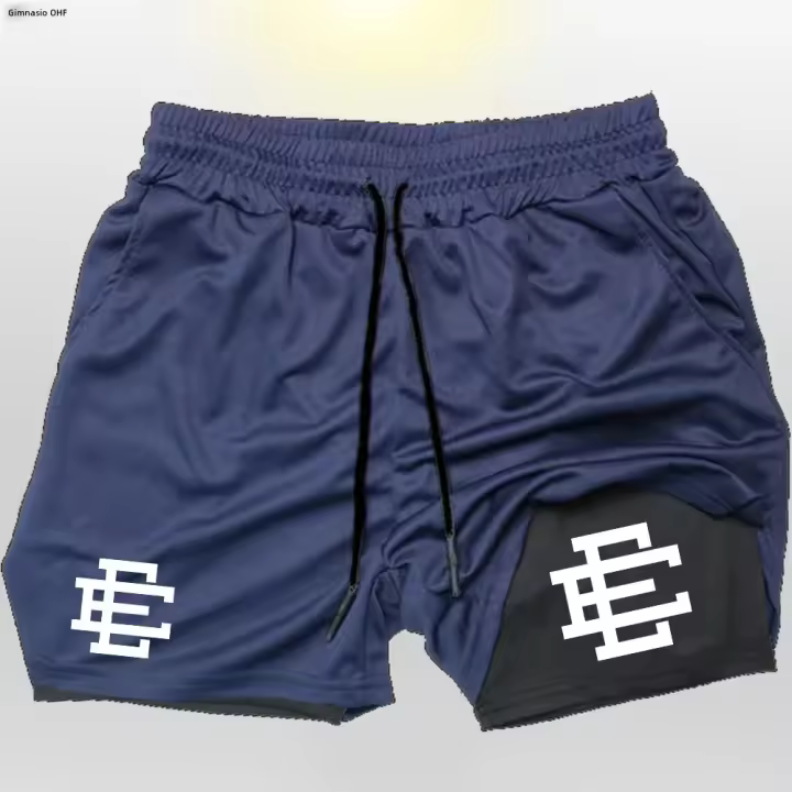 Shorts De Entrenamiento Para Hombre 2 En 1 Running Yoga Fitness Gimnasio Leggings De Compresión Deporte MMA Talla Verdadera - 1